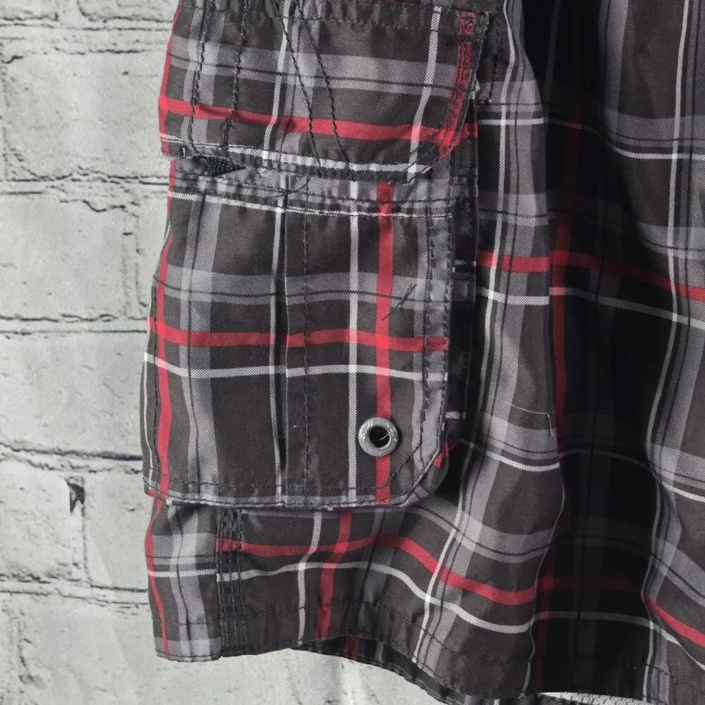 OP Men's Medium (32-34) Plaid Swim Shorts with Pockets